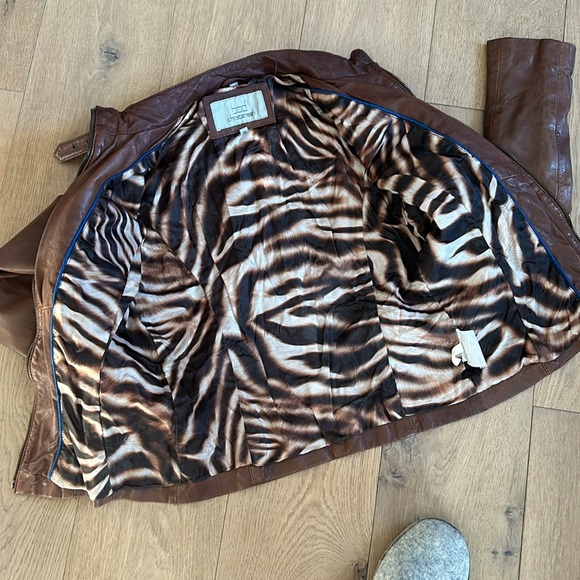 Bod Christensen leather moto jacket, tobacco colour - Picture 3 of 12